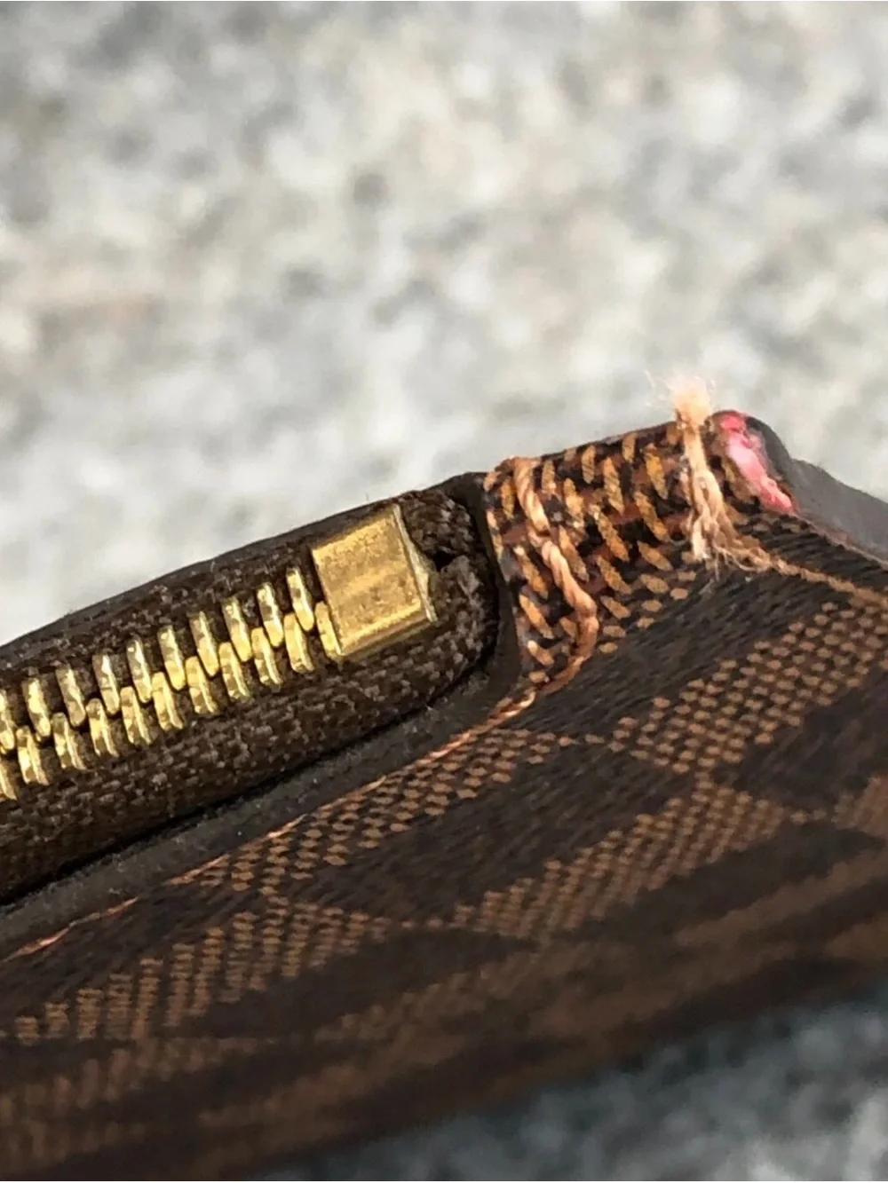 Authentic Louis Vuitton Brown Damier Graphite Zip Wristlet Pouch
